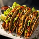 Loaded roti taco with paneer beans lettuce bell pepper and sriracha mayo